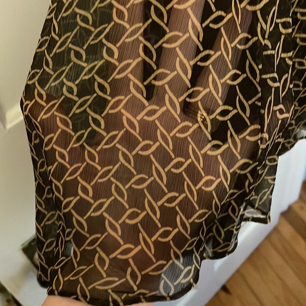 Anne Klein Brown and Tan 100% silk Midi Skirt - Picture 3 of 5